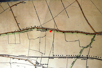 An Ordnance Survey map of 1880 - the red dot marks the approximate position of The Balloon